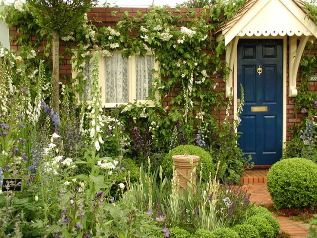 Дом в саду, увитый растениями